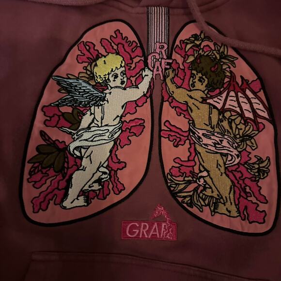 Pink/Mauve Graf & Wu High-End Designer Hoodie - Picture 2 of 7